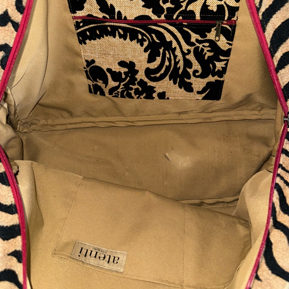 Atenti Overnighter Floral and Zebra Arabesque Carpet Bagger Bag - Picture 7 of 14
